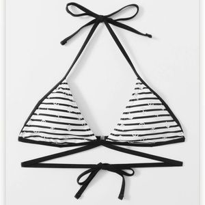 NWT STRIPED BLACK AND WHITE ANCHOR BIKINI TOP